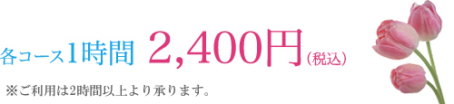 各コース1時間2,400円(税込)